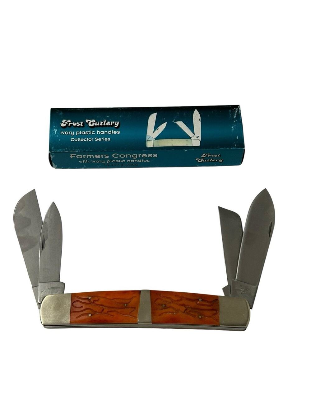 MASSIVE Frost Cutlery Pocket Knife Farmers Congress Plastic Handles 4 Blades